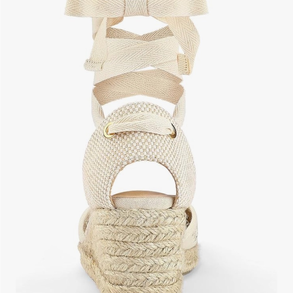 Platform Wedge Closed Toe Lace Up Sandals - Picture 8 of 11